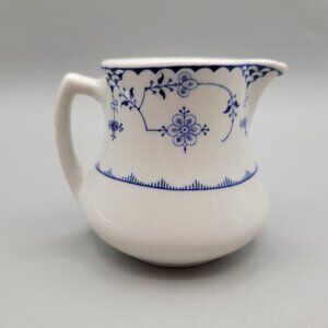 Vintage Shenango Creamer Pitcher Blue Floral Design Anchor Hocking 1980